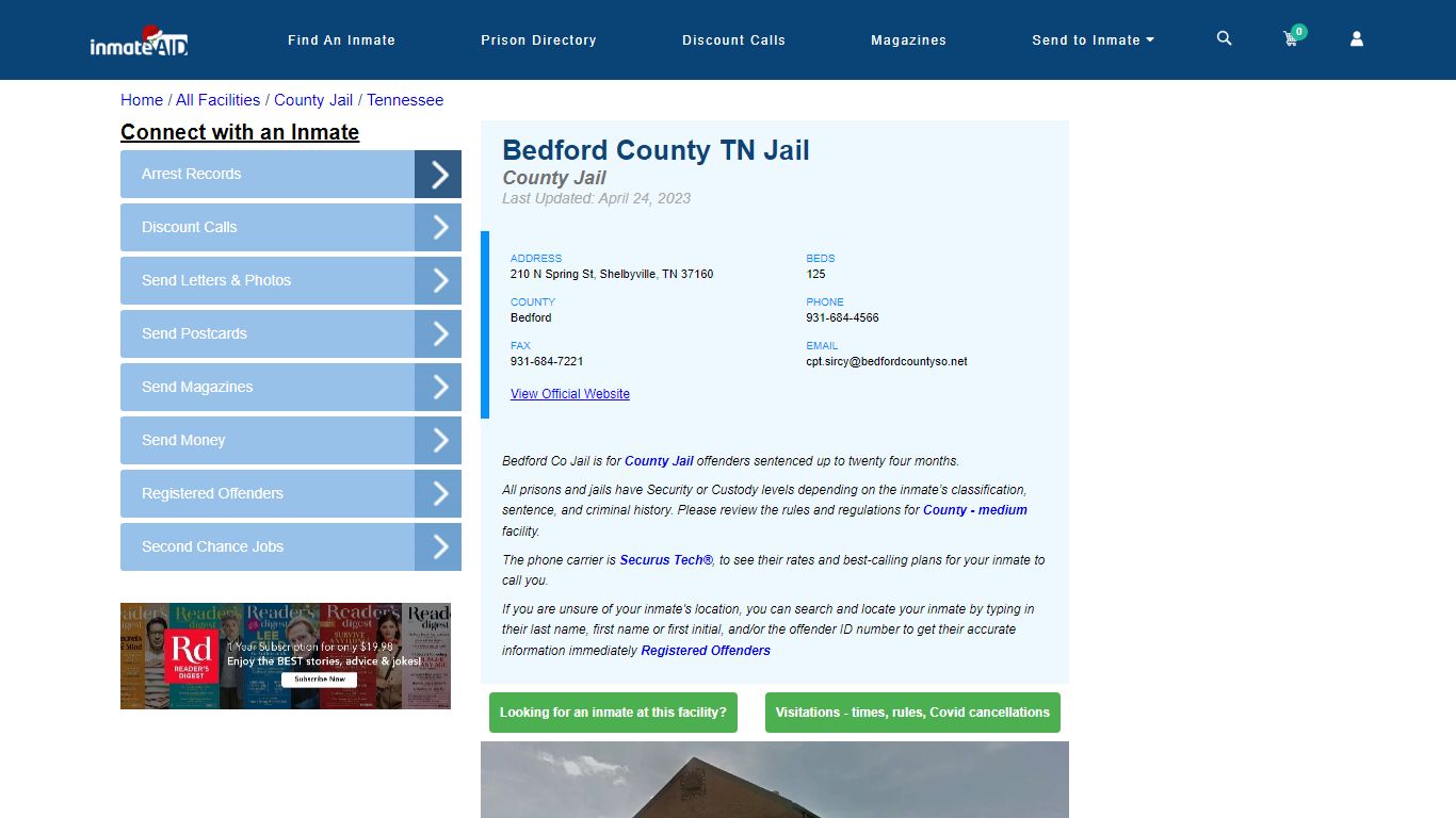 Bedford County TN Jail - Inmate Locator - Shelbyville, TN